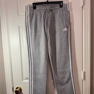 Adidas Women's Gray Joggers with White Stripes